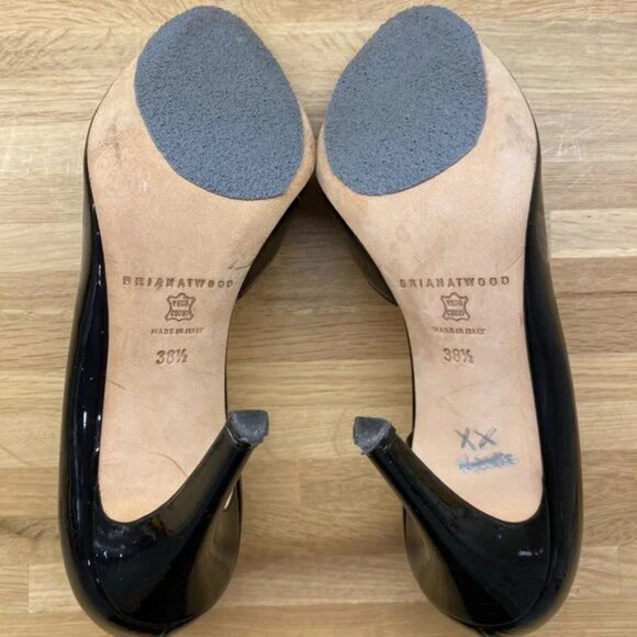 Shoes - black patent leather open-toe heels 6